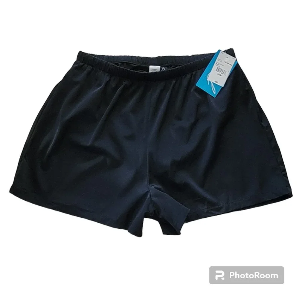 NWT Azul by Maxine of Hollywood Solid Black Swim Short NEW Plus Size 16W